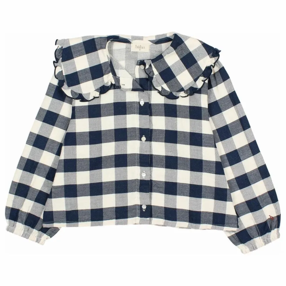 Blouse Gingham Carreaux | Bleu marine