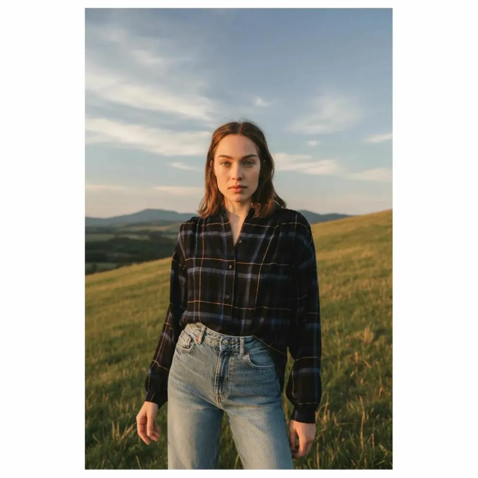 Blouse Gladis Preston Carreaux | Bleu