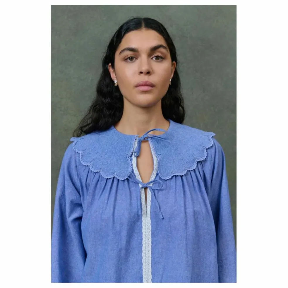 Blouse Hyacia Chambray Coton Bio - Collection Femme | Bleu