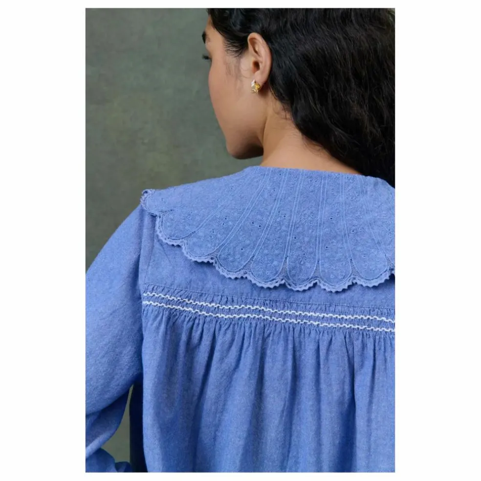 Blouse Hyacia Chambray Coton Bio - Collection Femme | Bleu