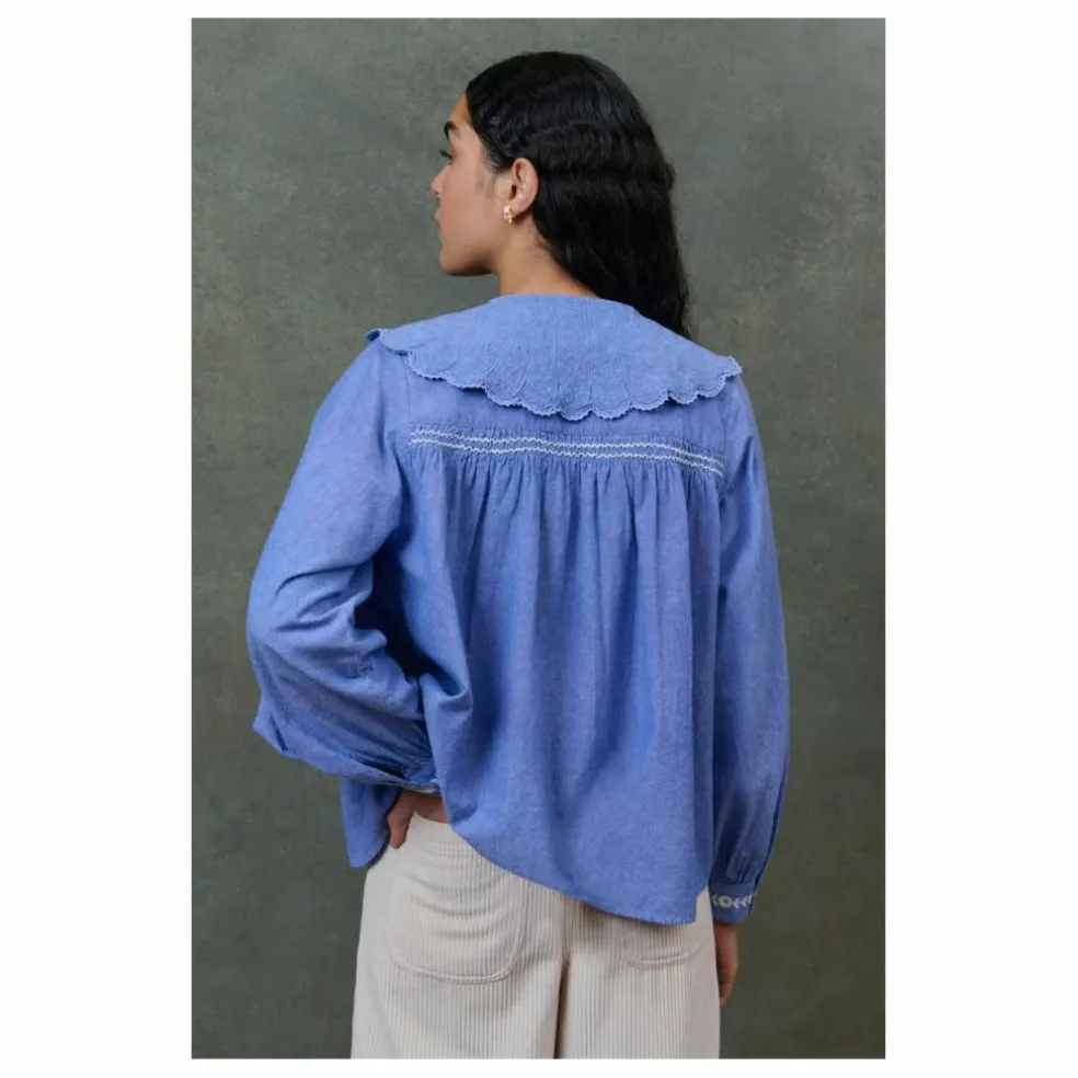 Blouse Hyacia Chambray Coton Bio - Collection Femme | Bleu