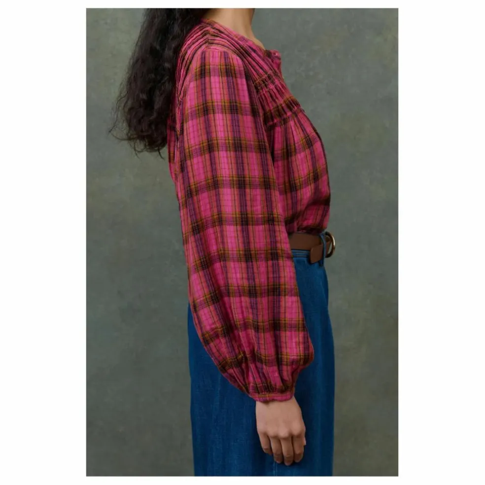 Blouse Jally Alpenglow Carreaux Double Gaze de Coton Bio - Collection Femme | Rose