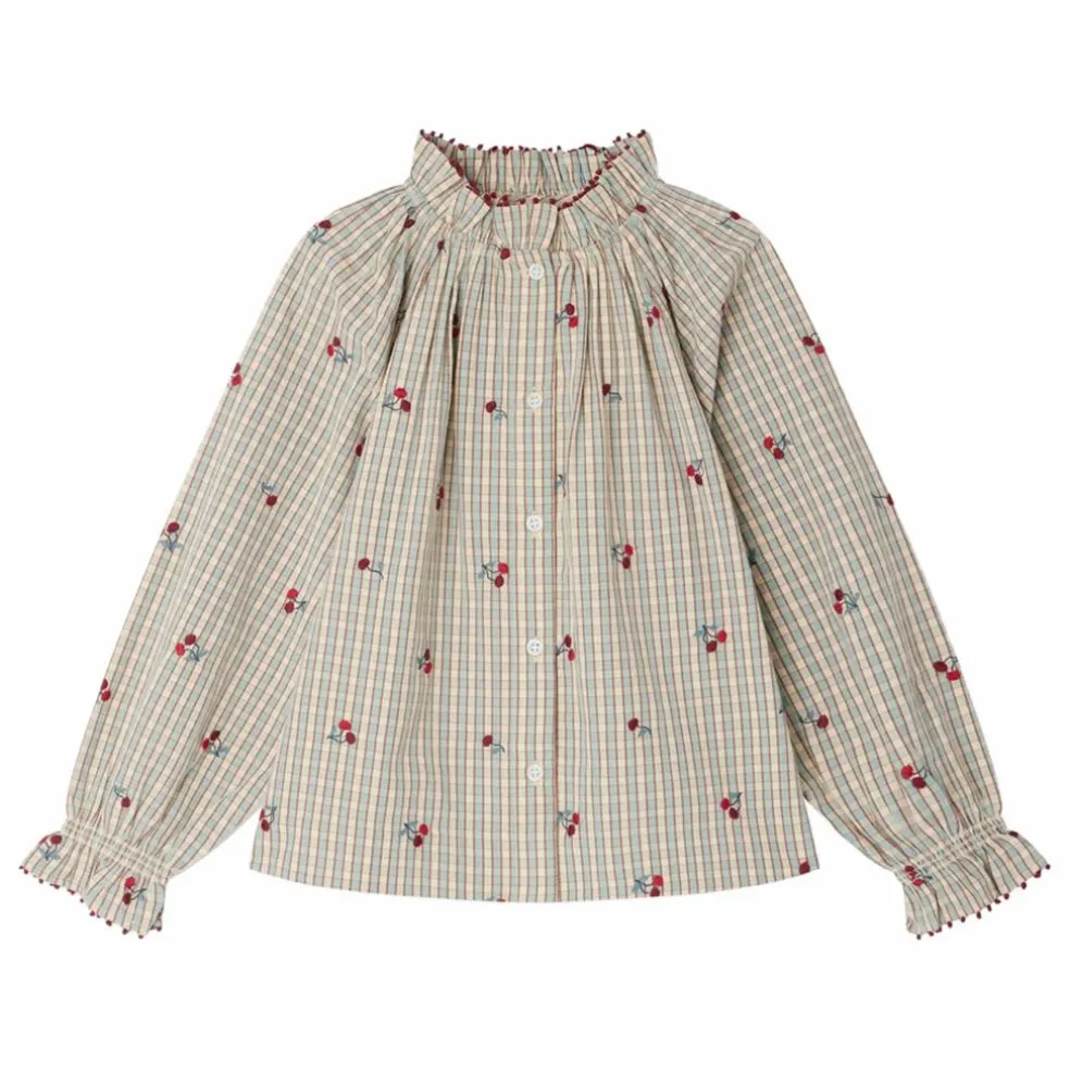 Blouse Jordana Carreaux Coton Bio | Bleu