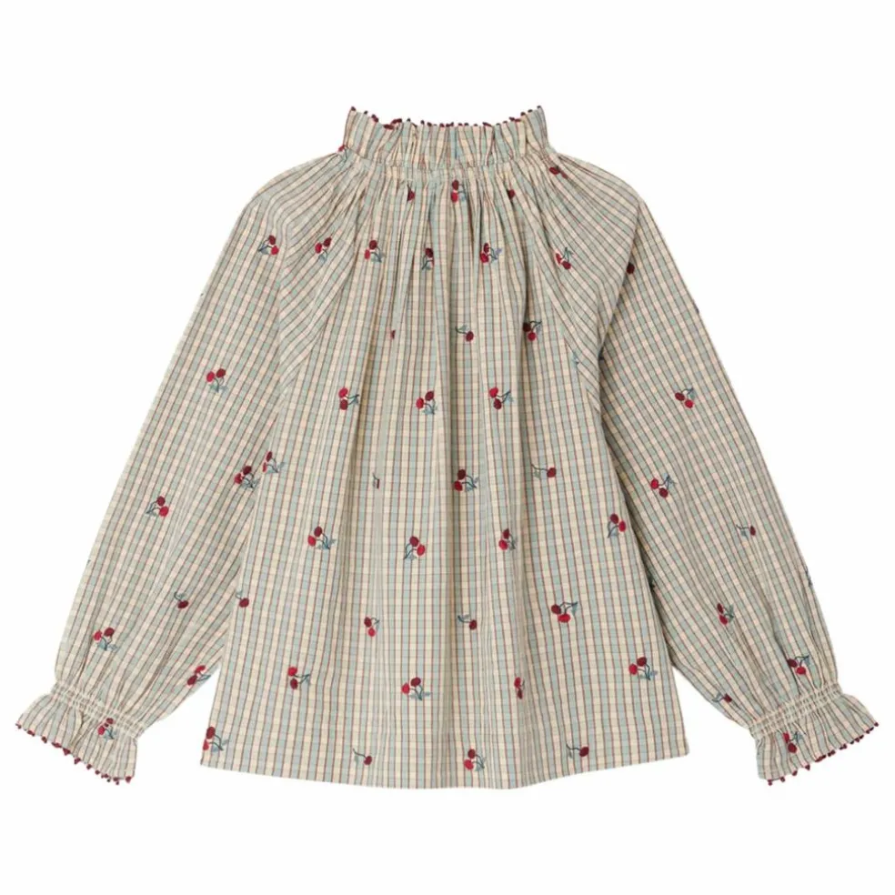 Blouse Jordana Carreaux Coton Bio | Bleu
