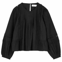 Blouse Leaf Boutonnée Coton Bio | Noir