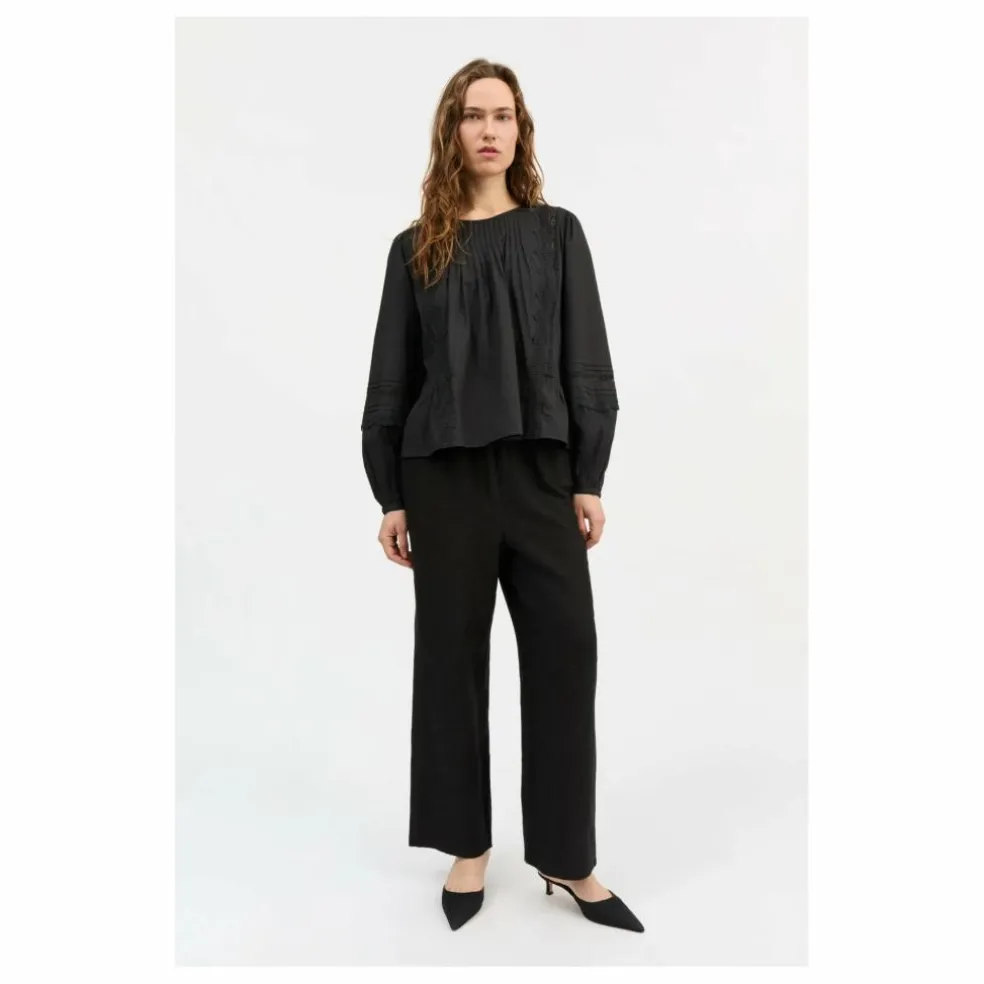 Blouse Leaf Boutonnée Coton Bio | Noir
