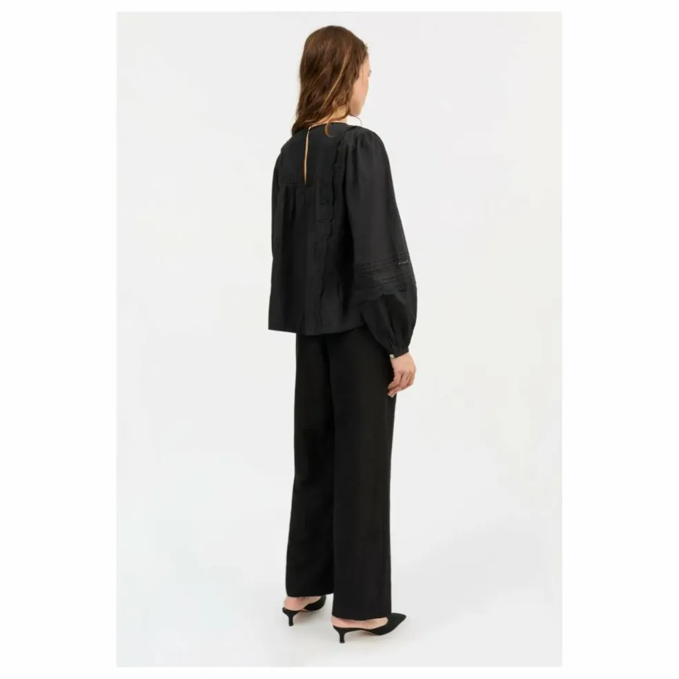 Blouse Leaf Boutonnée Coton Bio | Noir