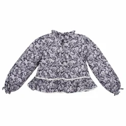 Blouse Lilth Double Gaze de Coton Fleurie | Bleu marine