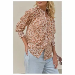 Blouse Michelle Léopard Voile de Coton - Collection Femme | Rose pâle