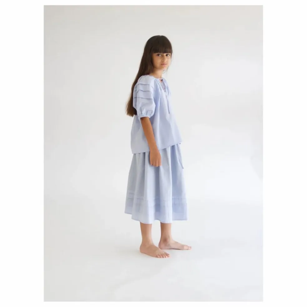 Blouse Plissée | Bleu Clair