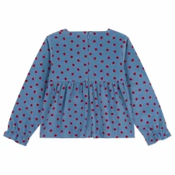 Blouse Pommes Velours Côtelé | Bleu