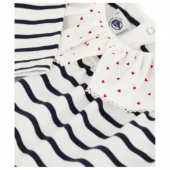 Blouse Rayée Col Cœurs Coton Bio | Blanc