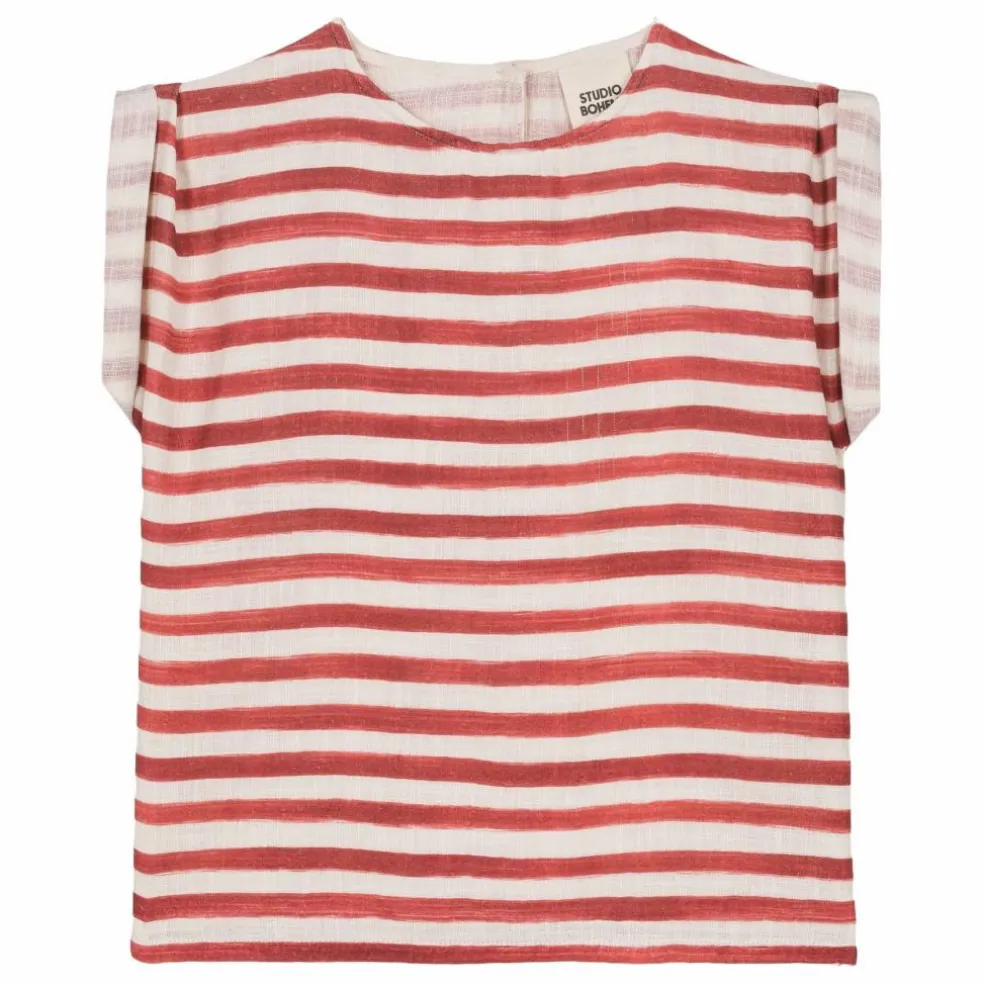 Blouse Rayée Gaze de Coton | Rouge
