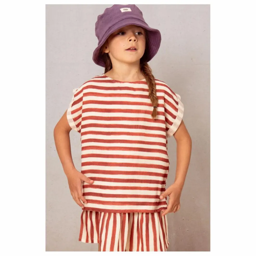 Blouse Rayée Gaze de Coton | Rouge