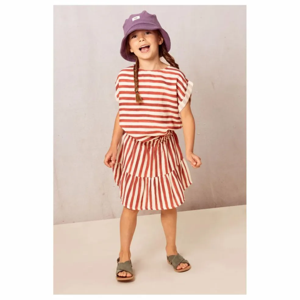 Blouse Rayée Gaze de Coton | Rouge