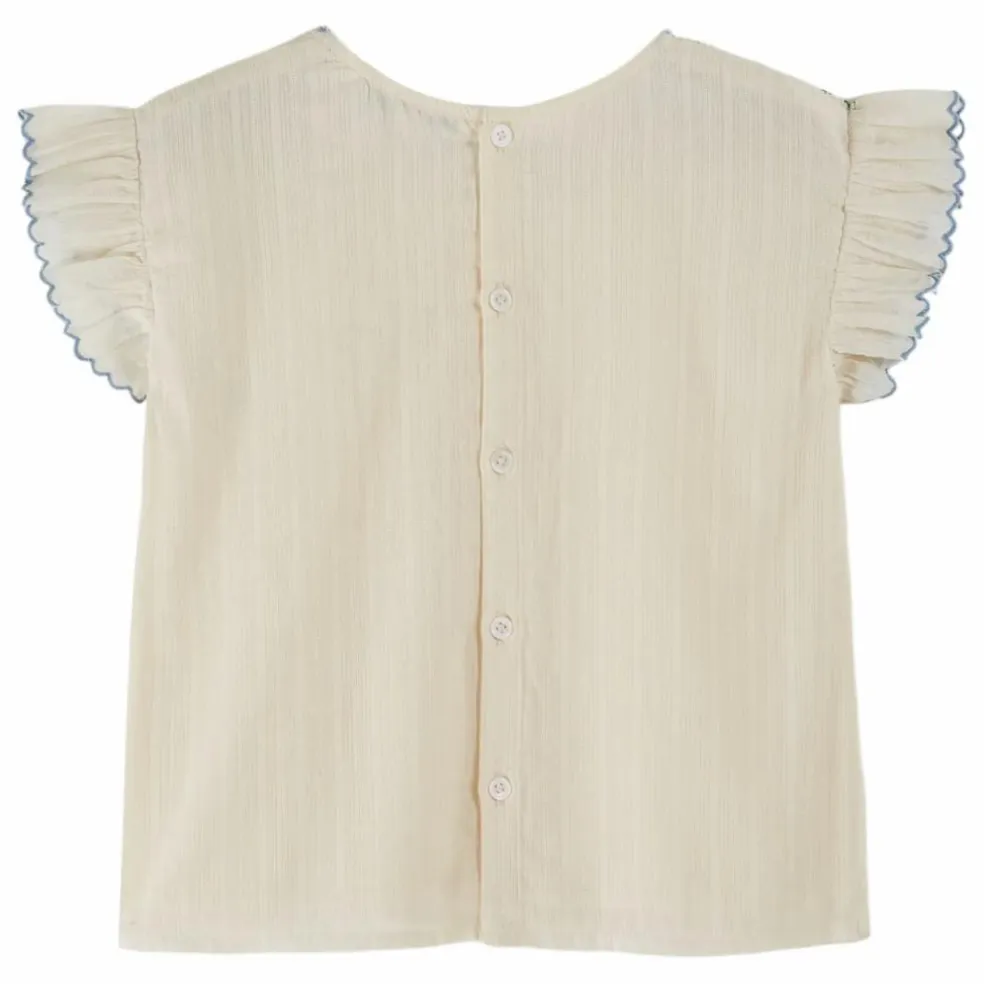 Blouse Smocke Brodée Main | Ecru