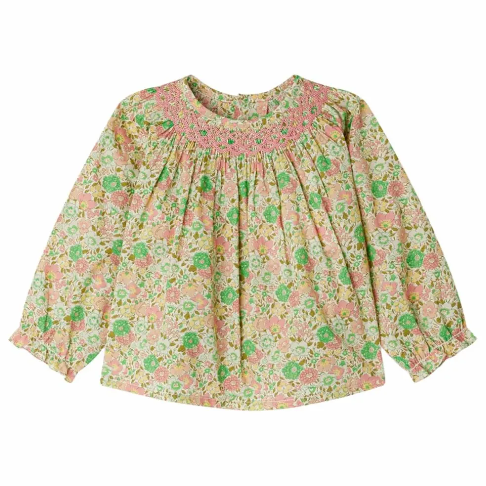 Blouse Smockée Griotte Liberty Coton Bio | Ecru