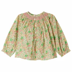 Blouse Smockée Griotte Liberty Coton Bio | Ecru