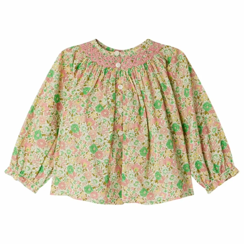 Blouse Smockée Griotte Liberty Coton Bio | Ecru