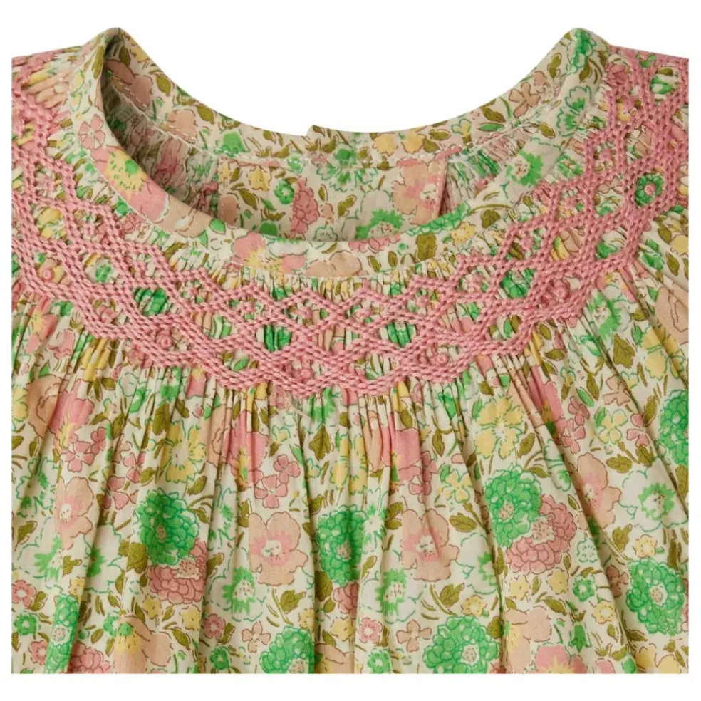 Blouse Smockée Griotte Liberty Coton Bio | Ecru