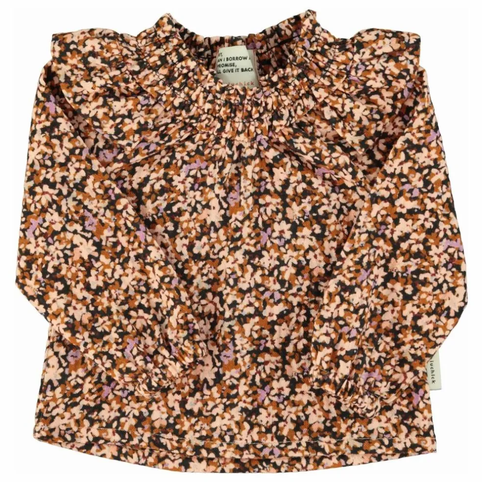 Blouse Volants Fleurie | Noir