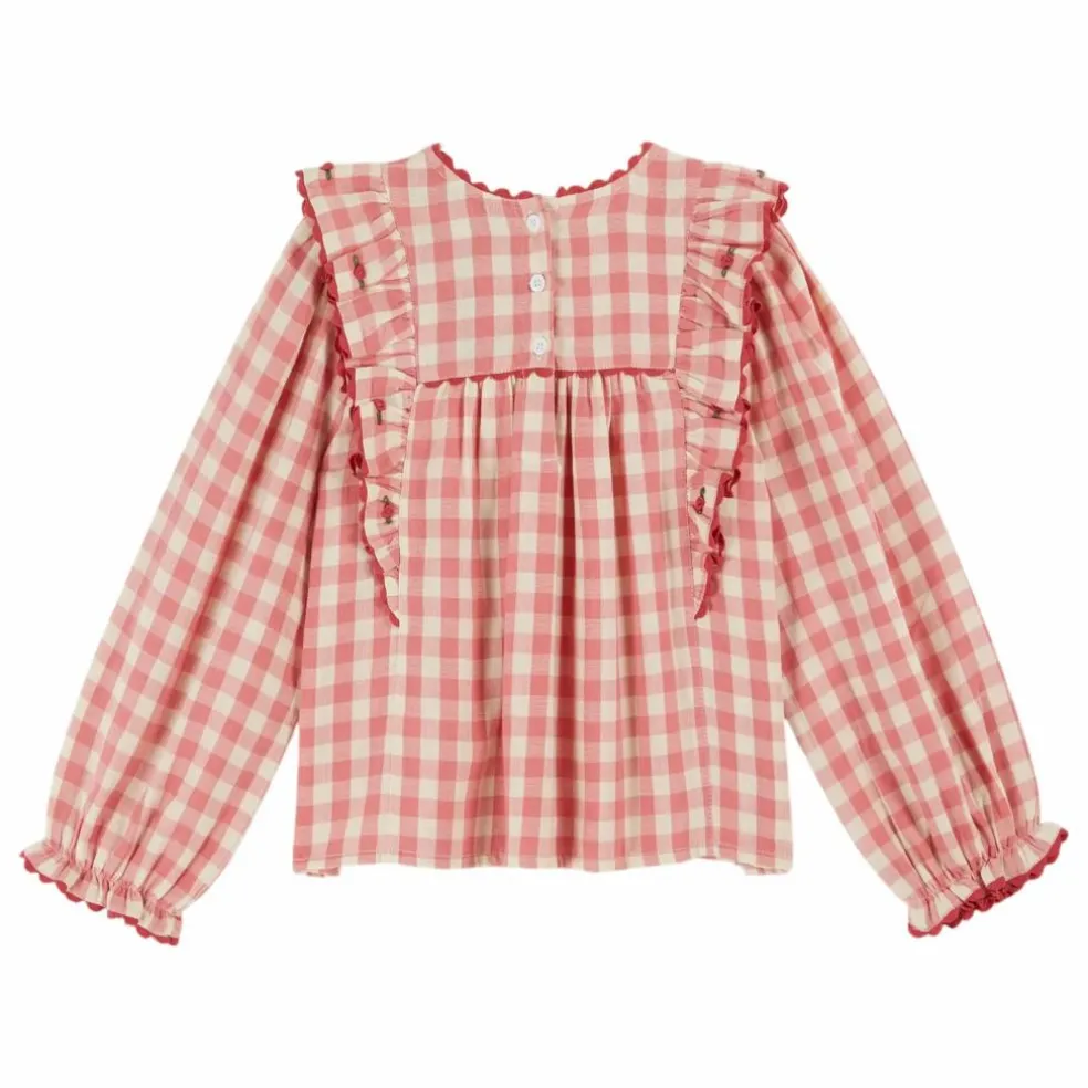 Blouse Volants Vichy | Rose