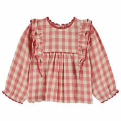 Blouse Volants Vichy | Rose