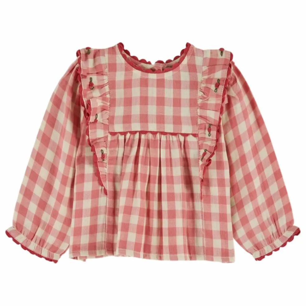 Blouse Volants Vichy | Rose