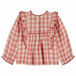 Blouse Volants Vichy | Rose