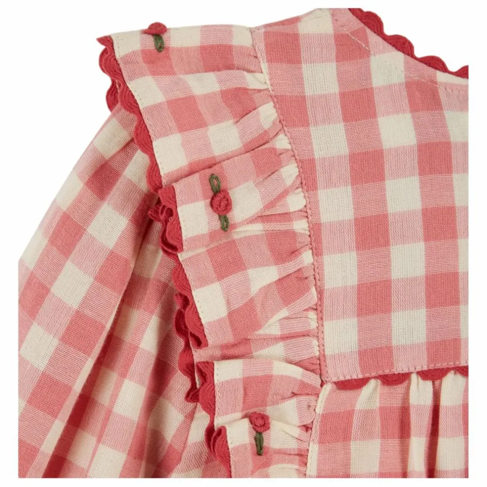 Blouse Volants Vichy | Rose