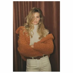 Blouson boutonné en sherpa boxy | Brique