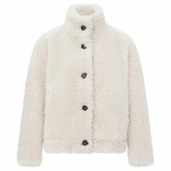 Blouson bouttoné en sherpa boxy | Blanc cassé