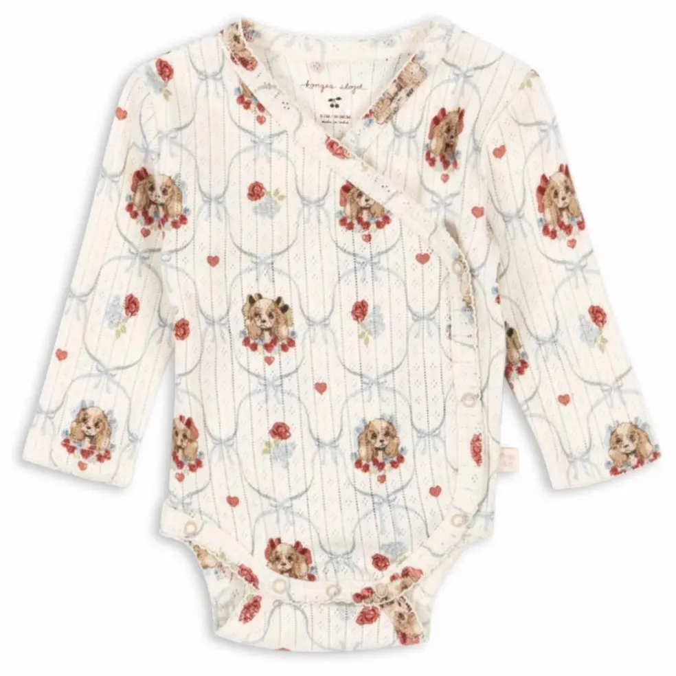 Body Cache Cœur Minnie Chiens Pointelle Coton Bio | Ecru
