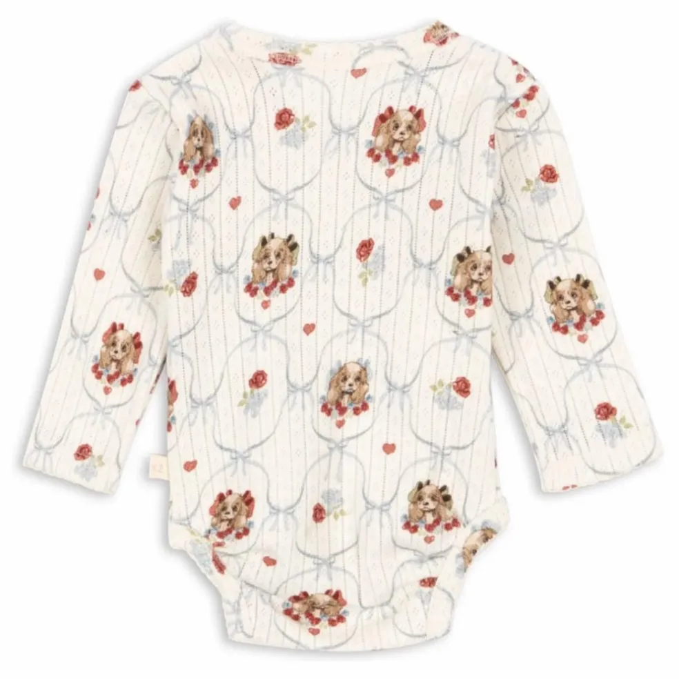 Body Cache Cœur Minnie Chiens Pointelle Coton Bio | Ecru