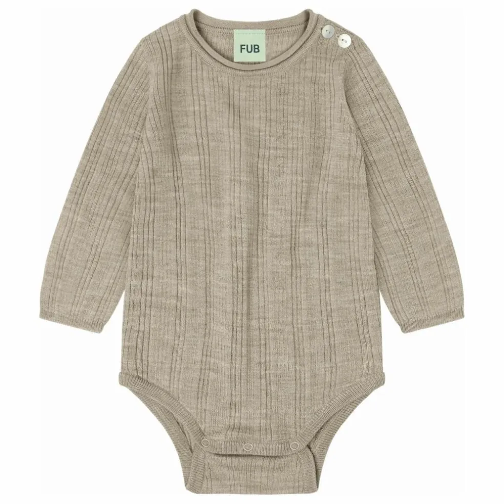 Body Côtelé Laine de Mérinos | Beige chiné