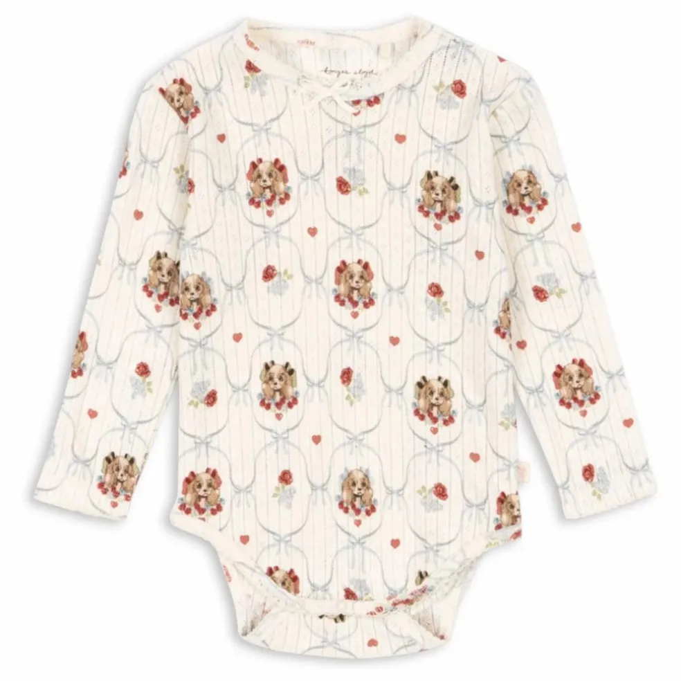 Body Minnie Chiens Pointelle Coton Bio | Ecru