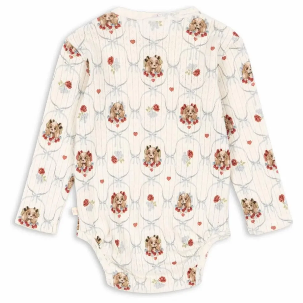 Body Minnie Chiens Pointelle Coton Bio | Ecru