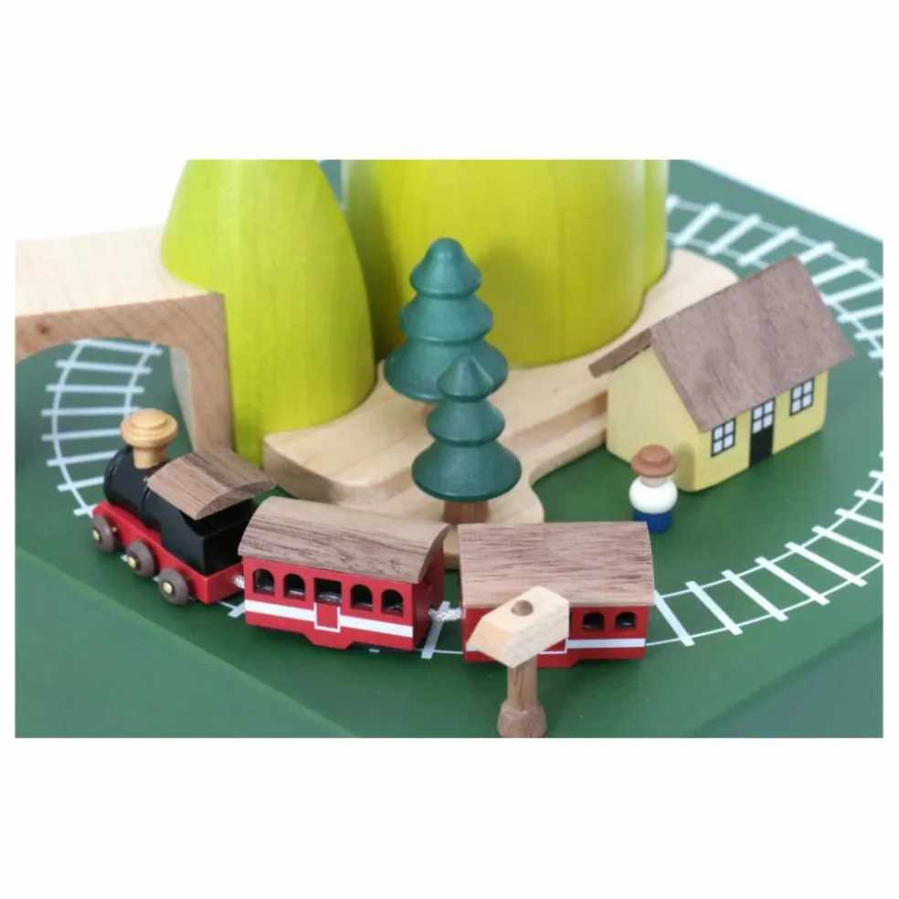Boite à musique en bois Train au Printemps