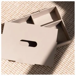 Boite de rangement avec couvercle en bois | Beige