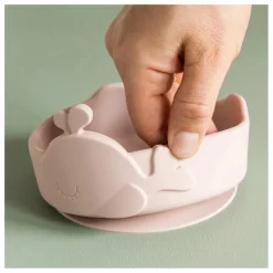 Bol ventouse et cuillère silicone Wally | Rose