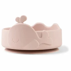 Bol ventouse et cuillère silicone Wally | Rose