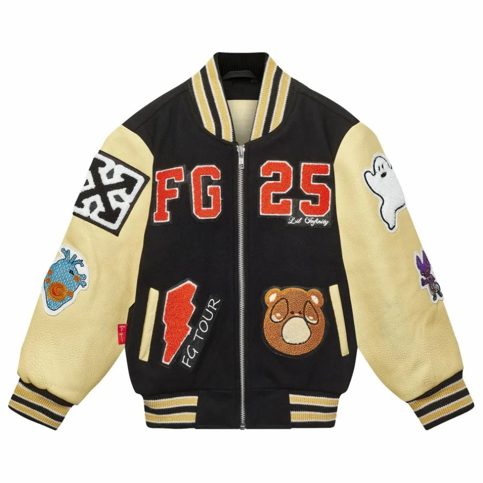 Bomber Awesome Letterman à Ecussons Cuir | Noir