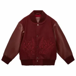 Bomber Brodé Laine et Cuir | Bordeaux