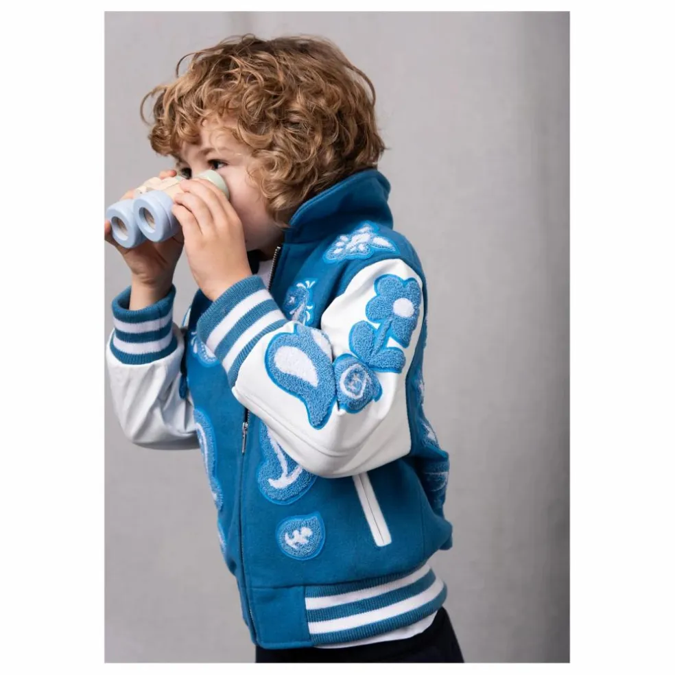 Bomber Paisley Laine et Cuir | Bleu