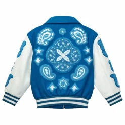 Bomber Paisley Laine et Cuir | Bleu
