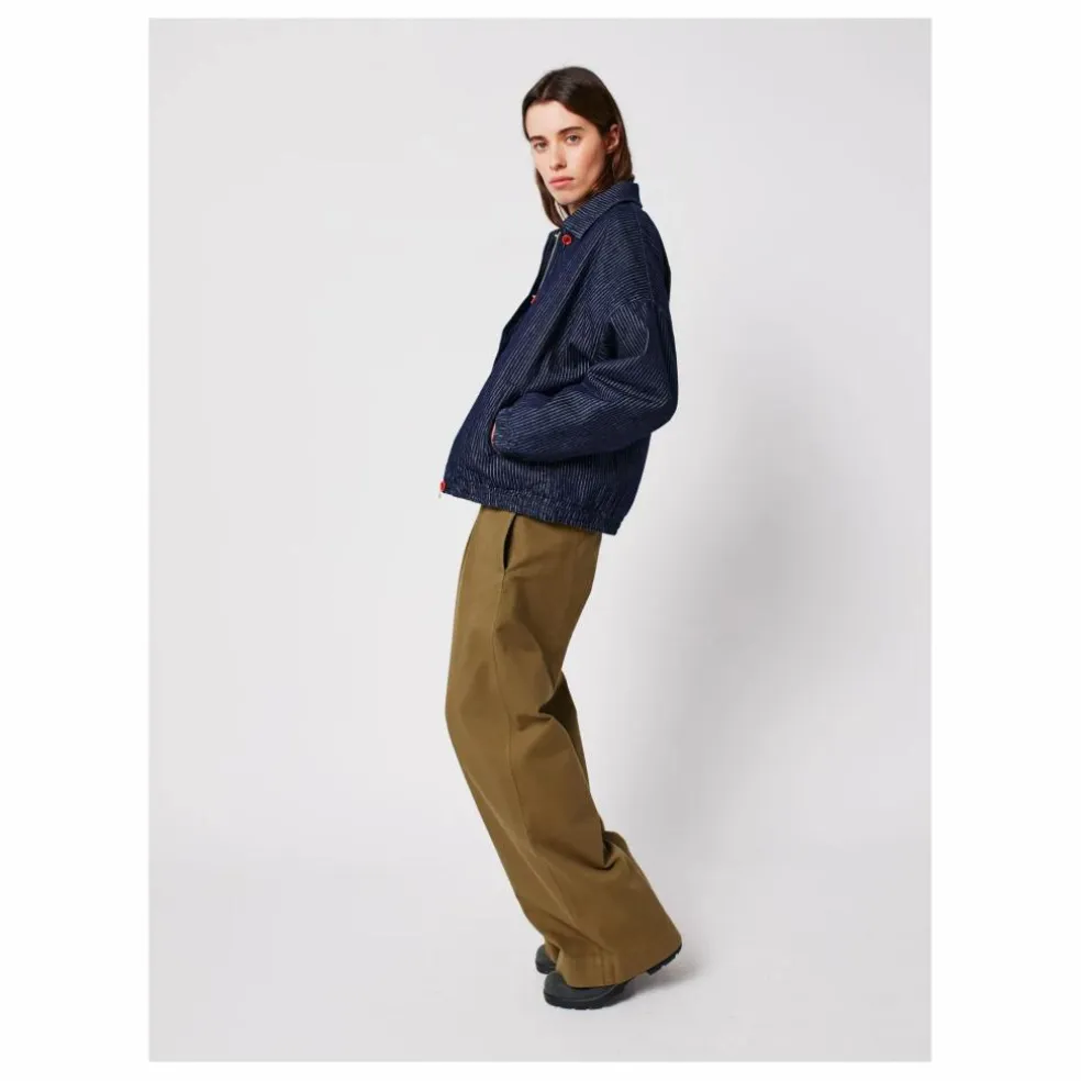 Bomber Rayée Denim Coton Bio - Collection Femme | Bleu marine
