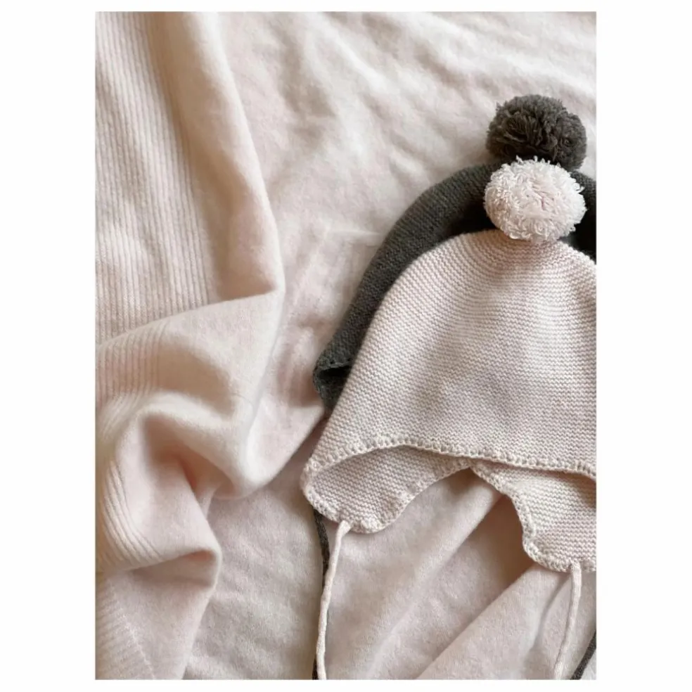 Bonnet Pom Pom Cachemire | Rose pâle