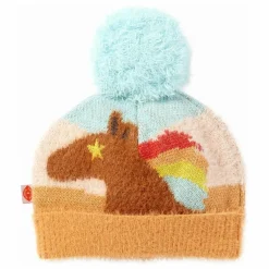 Bonnet Pompon Chevaux | Bleu ciel
