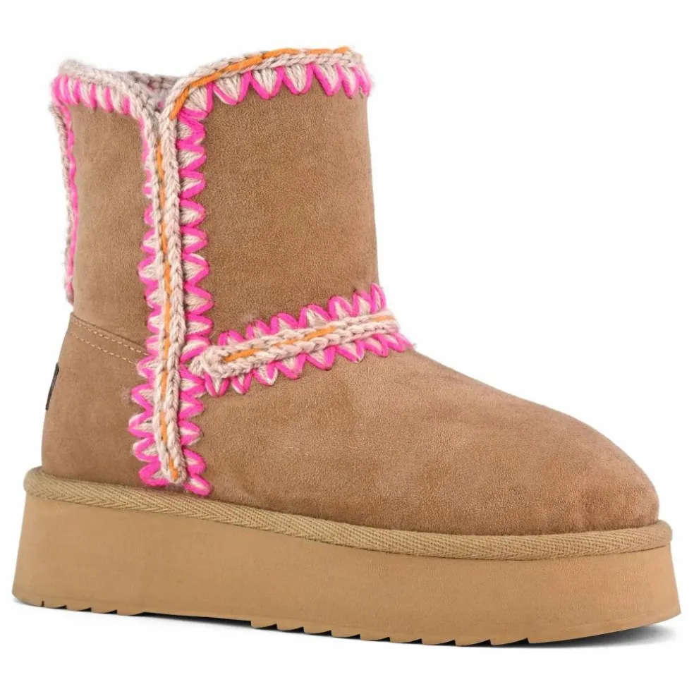 Boots Compensées Norfolk Suède | Rose