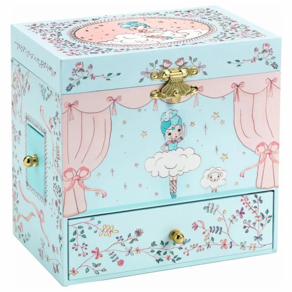 Boîte à bijoux Ballerine en scène | Bleu ciel